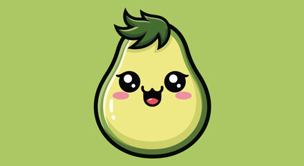 Cute kawaii avocado cartoon character illustration.