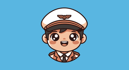 Adorable chibi pilot boy character with a happy smile.