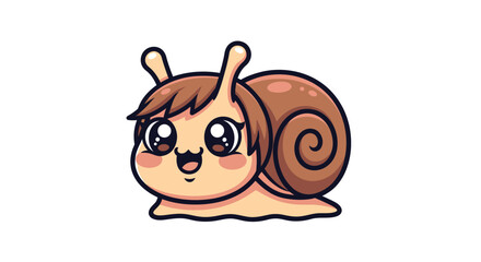 Cute cartoon snail with big eyes and a happy expression.