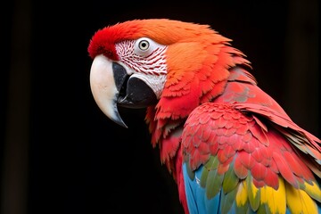 Fototapeta premium Vibrant parrot with red, blue, and yellow feathers.