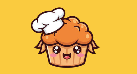 Cute Muffin Chef Cartoon Character Illustration.