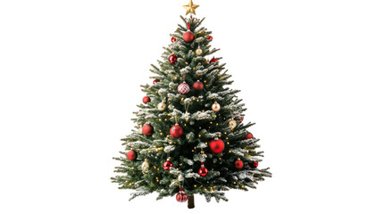 Decorated Christmas Tree with Star isolated on a transparent background