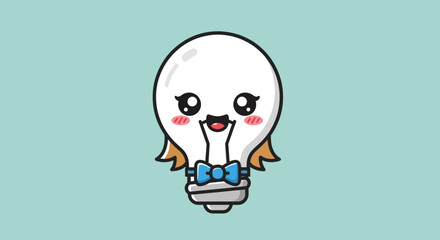 Fototapeta premium Cute cartoon lightbulb character illustration.