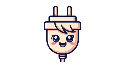 Cute kawaii electric plug character with a smiling face.