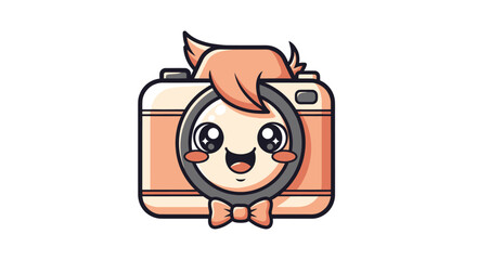 Cute Camera Character with Bow Tie and Hair.