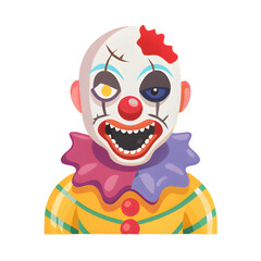 Fototapeta premium Clown outfit icon with colorful costume, exaggerated props, and playful yet eerie vibe. 