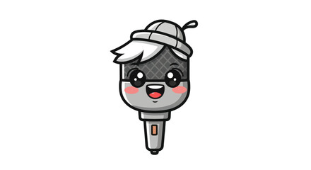 Cute Cartoon Microphone Character Design.
