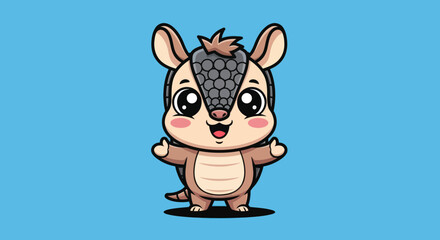 Adorable Cartoon Armadillo Character Illustration.