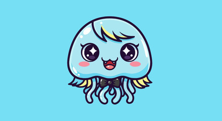 Cute cartoon jellyfish character illustration.