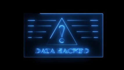 Hacked blue neon  icon ,Warning hack security breach computer hacking warning message hacked alert Animation. Digital technology  video animation and black background,4k video Animation. - Powered by Adobe