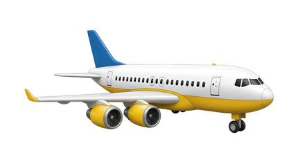 Cartoon Airplane with Yellow and Blue Accents