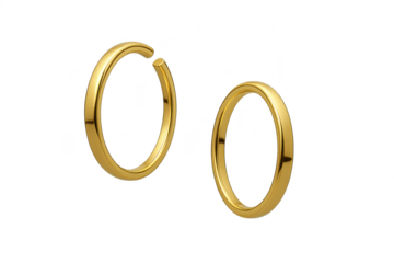 Two gold rings isolated on a transparent background, modern, elegant jewelry