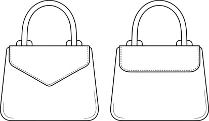 Handbag design illustration, women purse vector, fashion accessory sketch, stylish leather bag drawing, elegant tote template, modern designer handbag