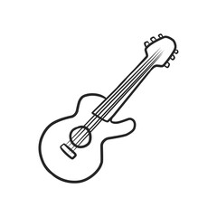 Fototapeta premium Electric guitar outline vector illustration black white line art