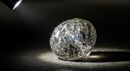 Revealing the Inner Sparkle of a Raw Diamond Under Intense Light