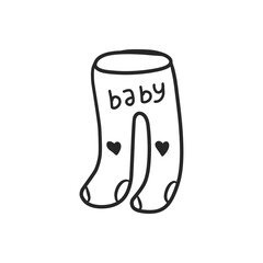 Baby leggings pants outline vector illustration black white line art