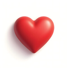 Obraz premium 3D Mini Cute Icon of a Red Heart with Glossy Shine and Soft Shadow on a Plain Background Symbolizing Valentine Love for Digital UI