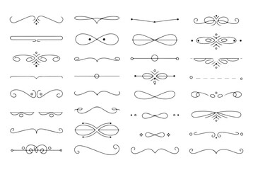 Vintage Flourish Divider and Calligraphic Ornament Vector Elements for Borders and Frames