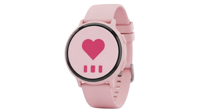 Pink Smartwatch with Heartbeat Display