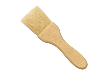 Wooden pastry brush with natural bristles isolated on transparent background