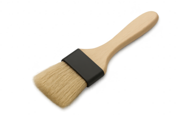 Wooden pastry brush isolated on transparent background, cooking utensil