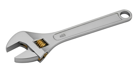 Adjustable Wrench with Brass Screw on Black Background