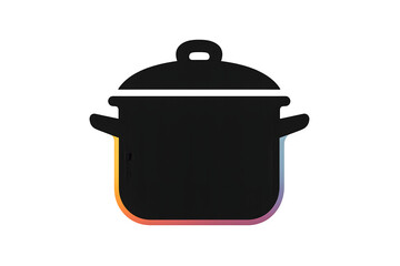 Large cooking pot with side handles icon in solid black silhouette with colourful outline, modern vector kitchen design