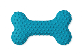 Vibrant blue textured dog bone toy isolated on transparent background