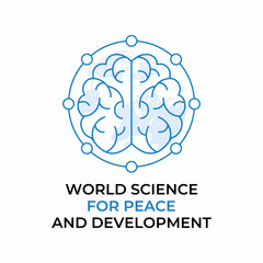 World Science Day for Peace and Development, observed on November 10, highlights the role of science in society, promotes peace, sustainable development. Banner poster, social media, background. Eps.
