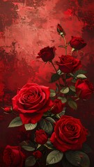 Red roses in a romantic setting