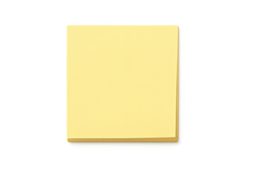 Clean stack of yellow sticky notes isolated on a transparent background