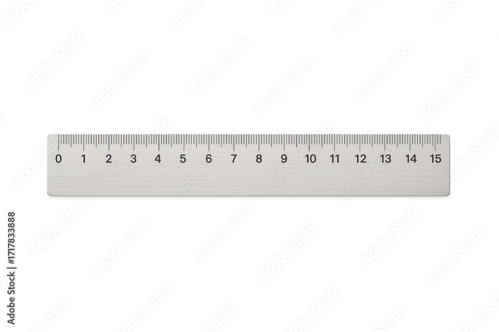 Poster silver metallic ruler with measurements isolated on transparent background