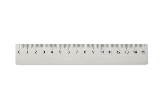 Silver metallic ruler with measurements isolated on transparent background
