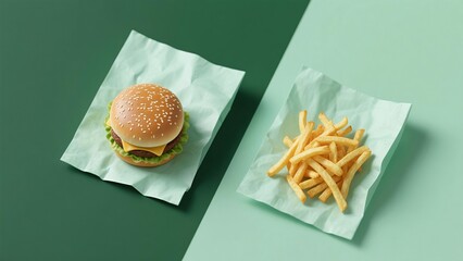 Fast food Burger and fries