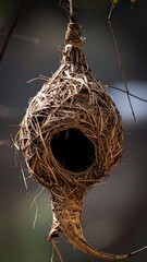 Bird's nest, hanging, dry