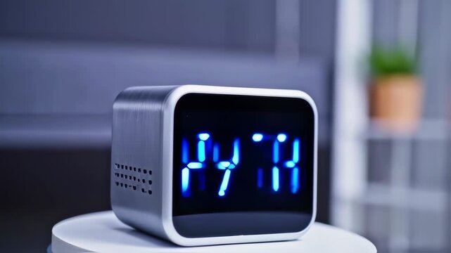 Modern digital clock with blue display