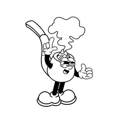 Retro character design of tobacco pipe pain outline