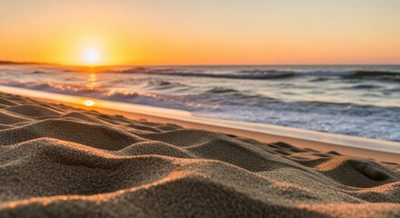 Golden Sunset Over a Serene Beach Horizon