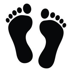 Black footprints icon simple graphic representation of human steps silhouette