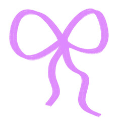Pink Ribbon Bow Hand Drawn Minimalist Cute Illustration