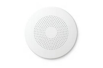 White round smoke detector isolated on transparent background, modern design