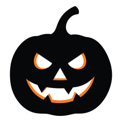 Spooky halloween jack o lantern silhouette with glowing orange features silhouette