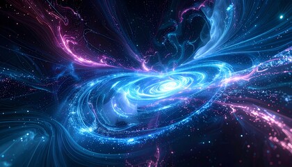Obraz premium Vibrant Cosmic Swirl: A Dazzling Display of Interstellar Energy and Galactic Wonders.