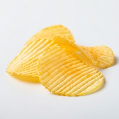 Crispy Golden Potato Chips on White Background
