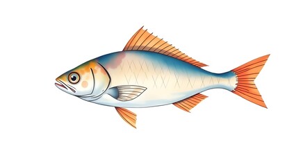 Fototapeta premium A stylized vector art illustration of a blue tuna swimming in an ocean aquarium, a perfect symbol of marine aquatic life