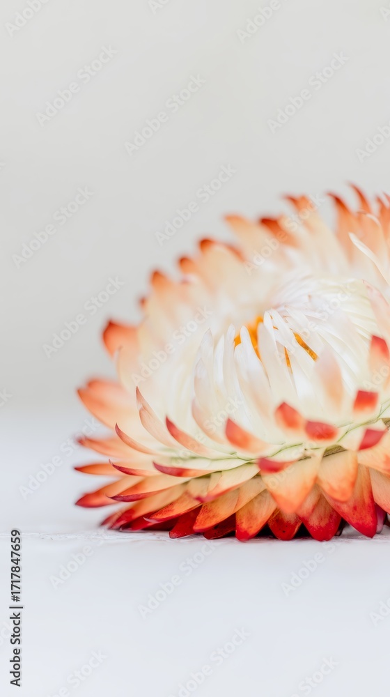 Poster Beautiful flower with soft orange and white petals displayed against a neutral background in a serene setting