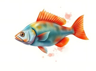 Fototapeta premium A stylized vector art illustration of a blue tuna swimming in an ocean aquarium, a perfect symbol of marine aquatic life