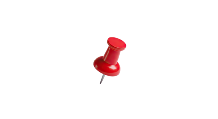 A red pushpin on a white background.