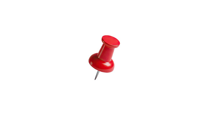 A red pushpin on a white background.