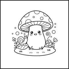 Cute Mushroom Painting Coloring Page
